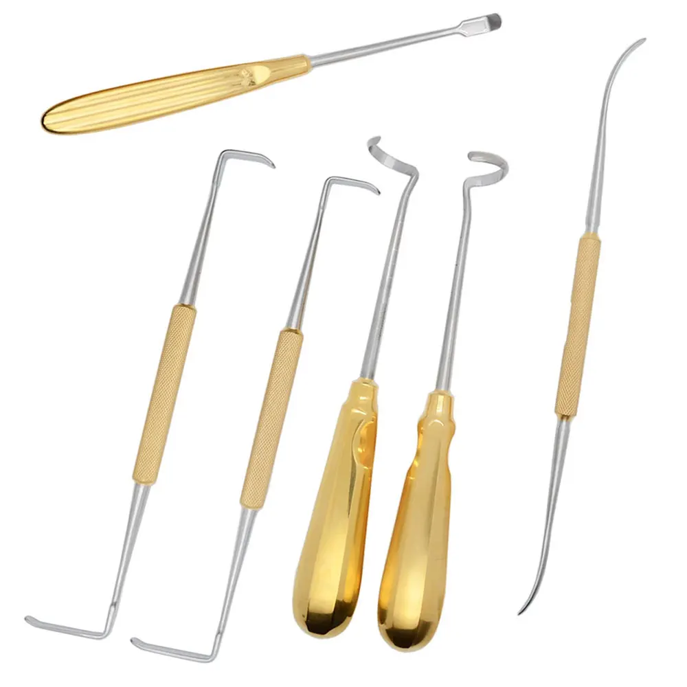 New latest Design 2024 Rhinoplasty Surgical Costal Cartilage Instruments Set / German Grade Stainless Steel Half TC Gold