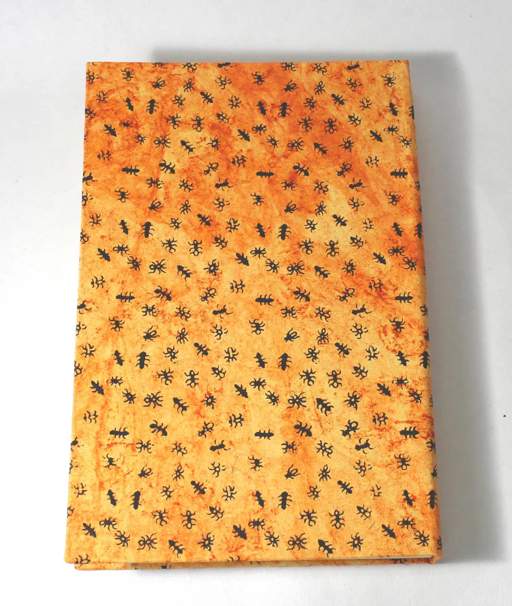 New Design Ants Hard Cover Notebook Handmade Recycled Orange Cotton Batik Paper Wood & Acid Free New Orange Color Notebook