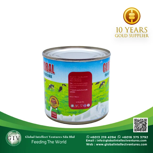 Evaporated milk with 2% protein for Coffee or Tea and Baking high quality products from Malaysia 390g,500g,1kg.