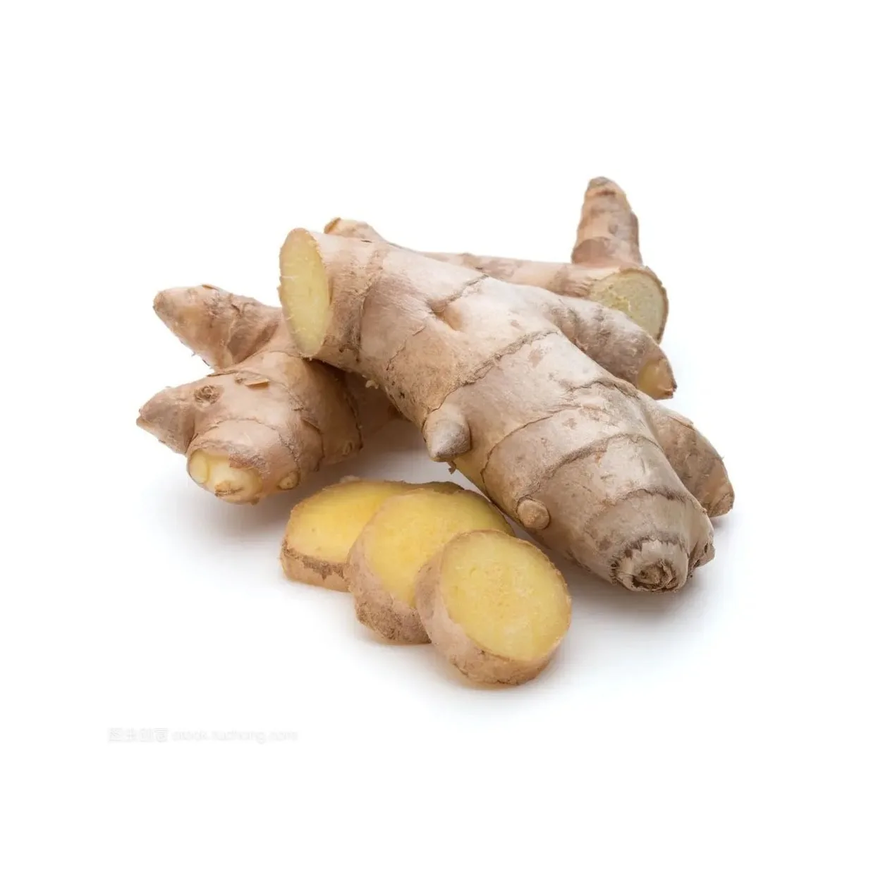 fresh ginger and air dry ginger with cardboard box and plastic carton