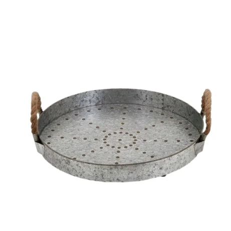 Best Selling Galvanized Finished Tray with Metal Handle Rounded Shape Metal Tray Wholesaler Galvanized Serving Tray