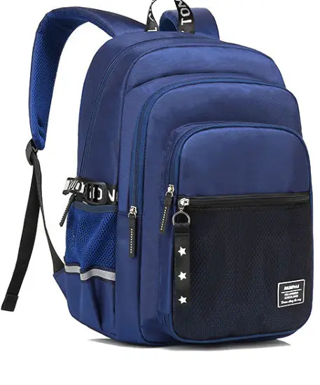 Hot Selling Nylon Black Bag School Backpacks for Teenagers Front Zip Pocket Trendy Middle School Bags Canvas Bag for Girls