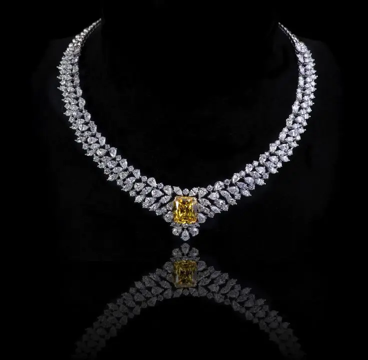 Custom Heart Round Marquise Pear Cut D VVS Moissanite 925 Sterling Silver Wedding Necklace Tennis Chain For Bridal