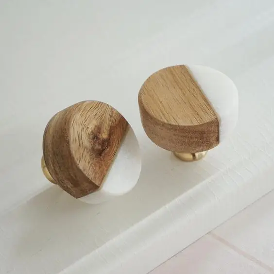Factory Price Wooden Door Knobs Metal Wood Resin Cabinet Knobs Door Handle Furniture Door Knobs Furniture Accessories Handle