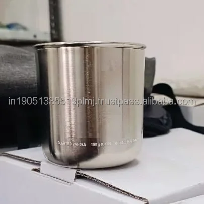 Available Round Candle Jar Stainless Steel Brushed With Nickel Candle Holders Or Candle jars With Lid For Christmas Decoration