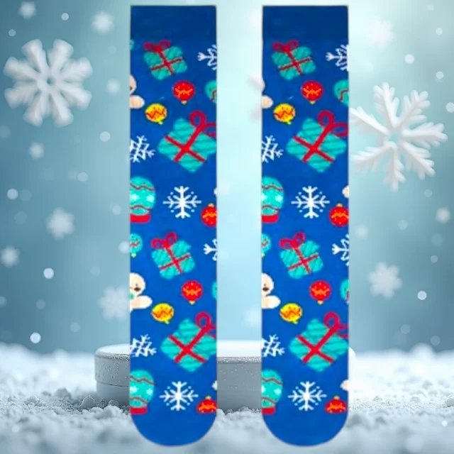 Unisex Happy Xmas Spandex Cotton Print Socks Perfect New Year Gift for Men and Women Knitted Sport and Casual Design