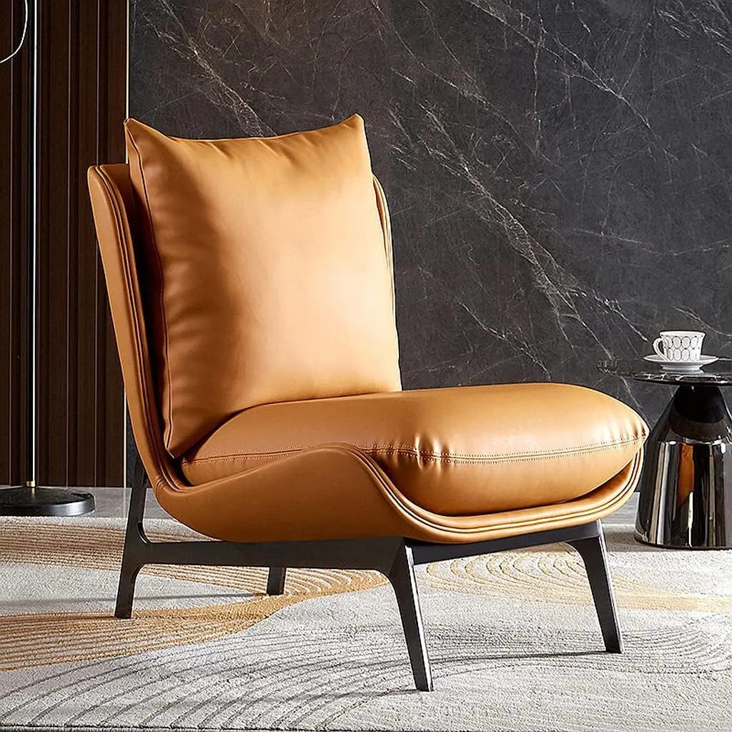 THLCr - 0041 Cosy Single Sofa Italian Minimalist Living Room Leisure Sofa Chair Super Fiber Leather
