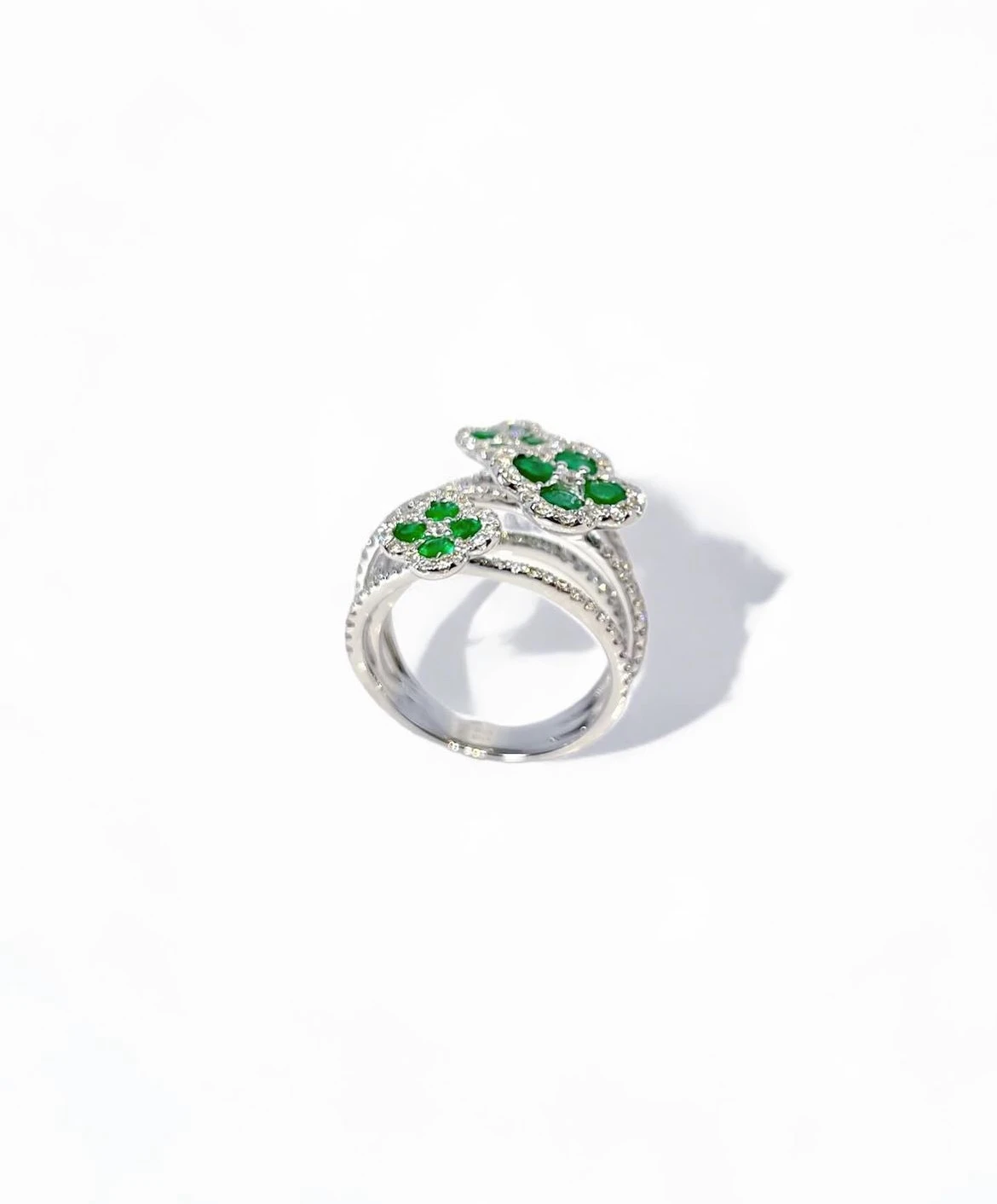OEM женские ювелирные изделия 925 стерлингового серебра 10K 14K 18k золото 750 Белое Изумрудное кольцо с бриллиантами