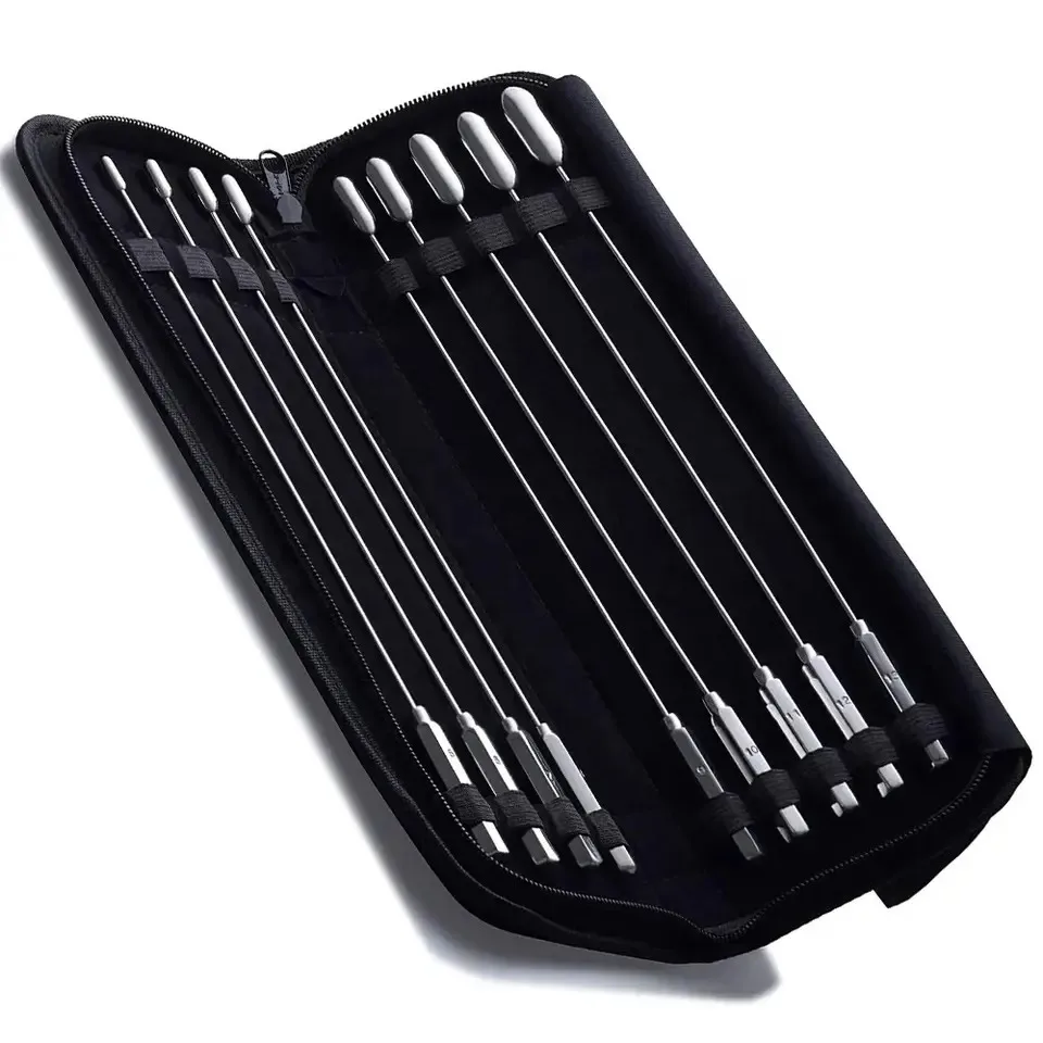 Bakes Rosebud Urethral Sound Set 9 Pieces Black Case German Stainless Steel Gynecology Obstetrical Surgery Instruments