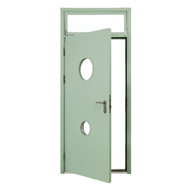 Simple Design School Classroom Door Durable Steel Class Entry Door Color-painting Kindergarten Door with Two Glass Windows