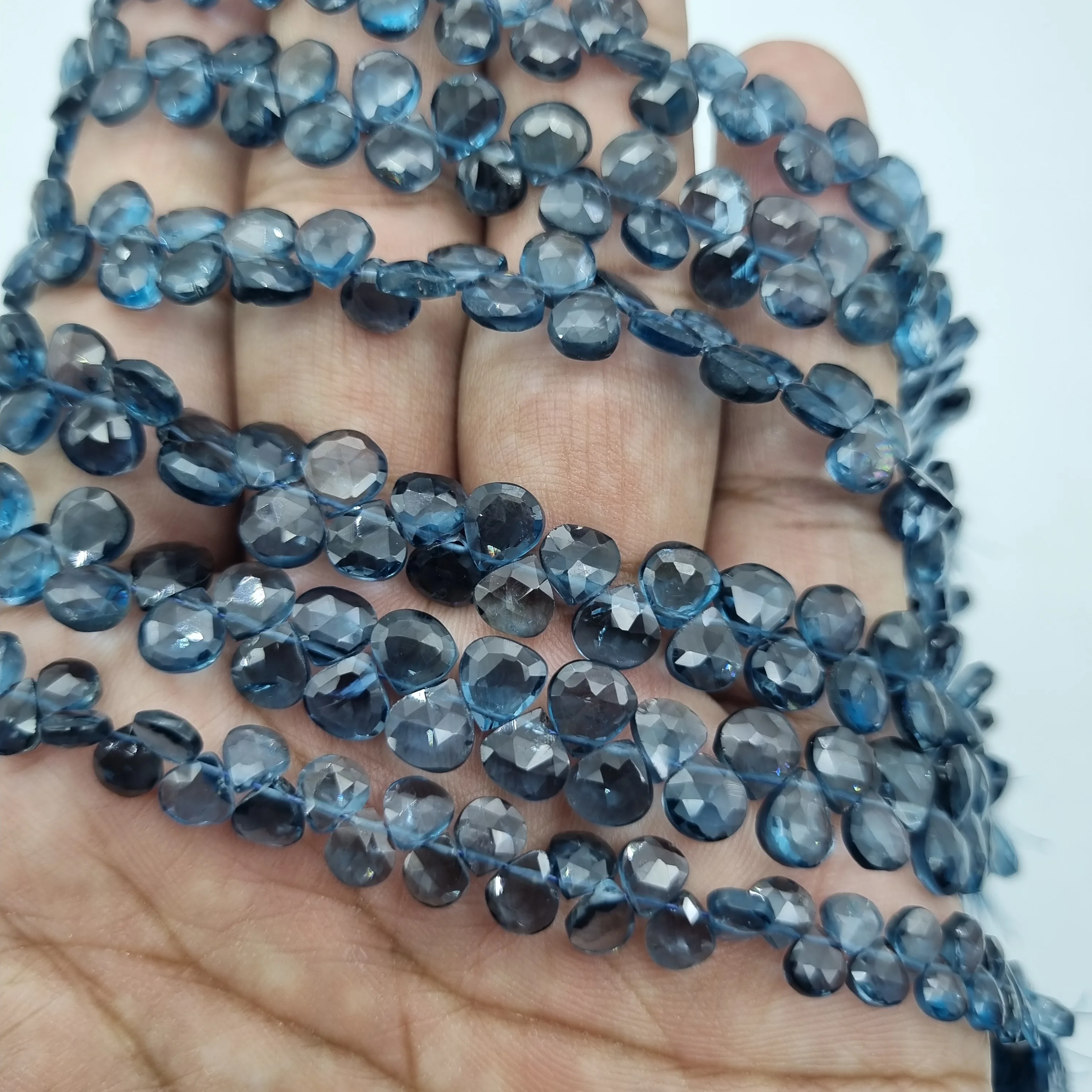 Natural  London Blue Topaz Faceted Heart Cut Beads In Wholesale For Jewelry