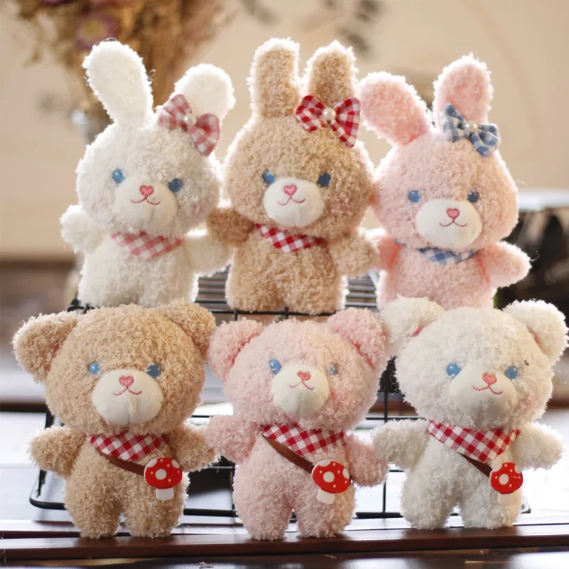 HOT promotion plush keychains toys teddy bear bunny rabbit Stuffed animal toys plushie bear keychain for Grab Machine Doll