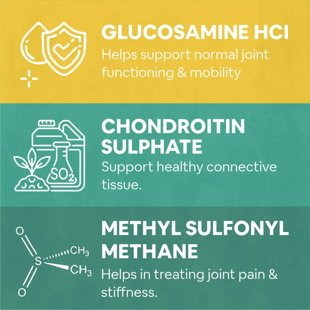Glucosamine 2100mg Methyl Sulfonyl Methane 1050mg & Chondroitin 300mg Tablets for Joint Support Supplement with Collagen & VitD3