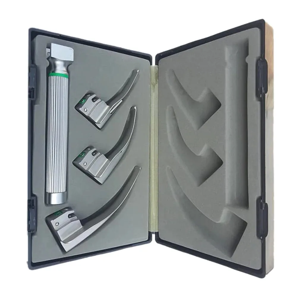 2024 Les Price Premium Quality Fiber Optic Macintosh Laryngoscope Set 3 Blades in German Stainless Steel Customization Accepted