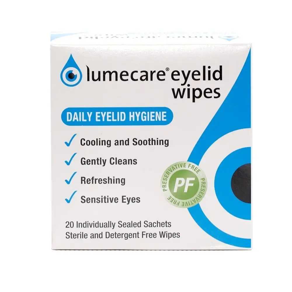 Салфетки с крышкой Lumecare, 20 упаковок, нежные очищающие салфетки для гигиены век и ухода за глазами