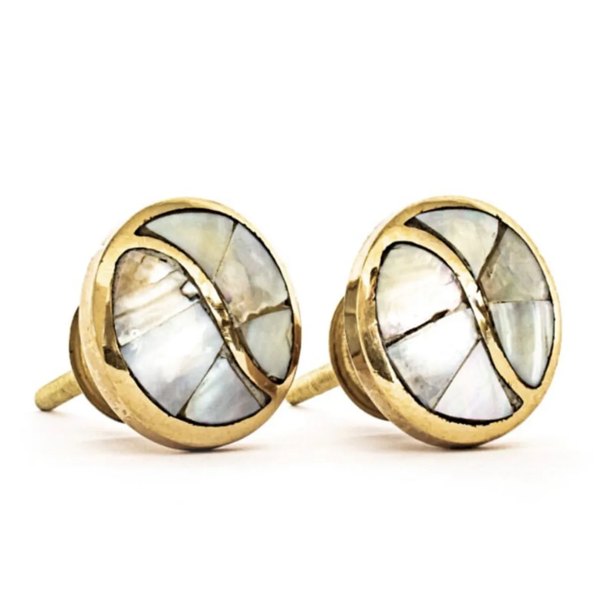 Nordic Mother Of Pearl Solid Brass Minimalist Marble brass Handle Single Hole Furniture Handle drawer knob