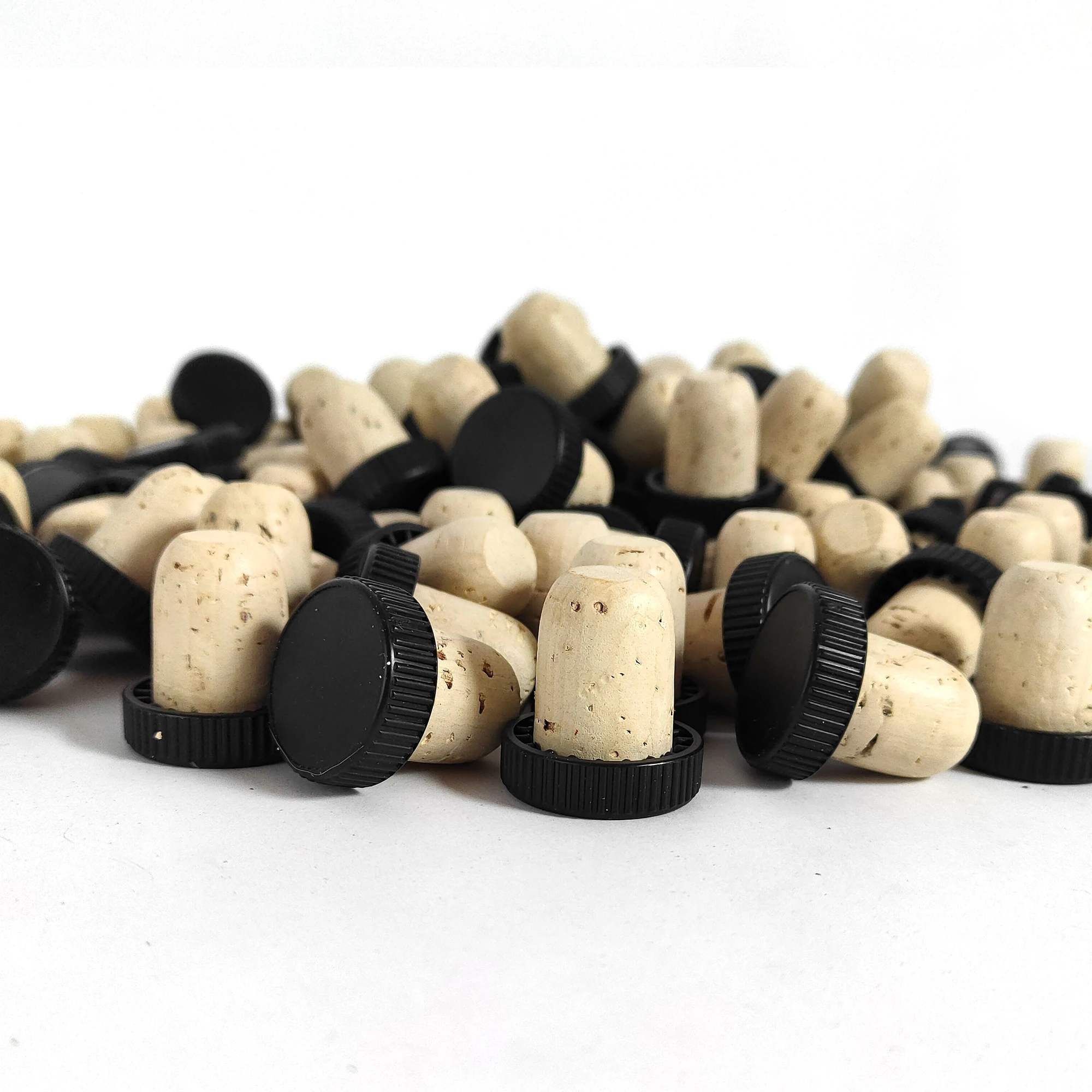 Bartop natural cork stopper with black PVC cap super quality size 27x18,5mm