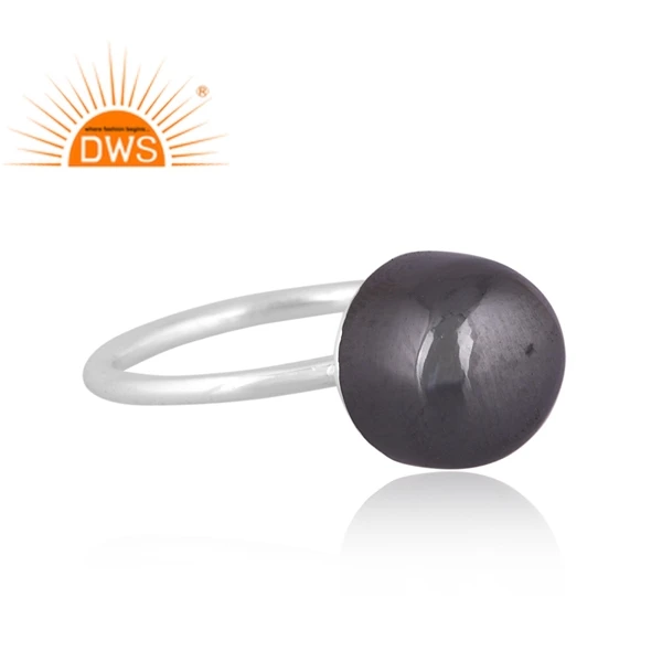 Best Selling Fine Sterling Silver Natural Hematite Gemstone Stackable Ring Custom Jewelry For Women Gift For Her