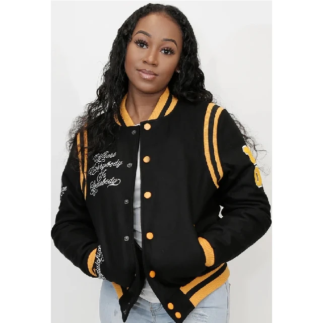 Varsity jacket High Quality Custom Wool Body Leather Sleeves Letterman Jacket with Chenille Embroidery women varsity jacket
