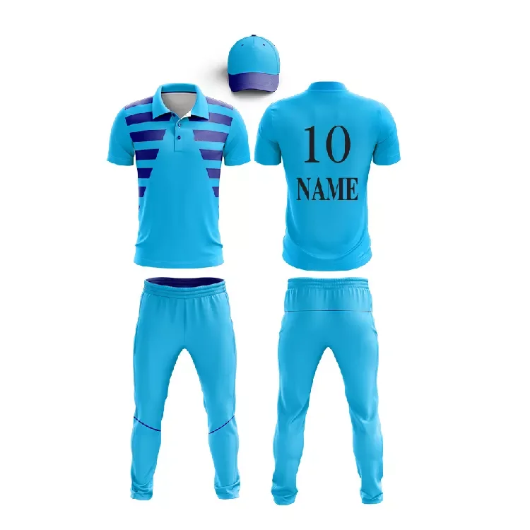 Latest designs team cricket uniform pictures custom sublimated logos color new design cricket jersey bat cricket ball kit