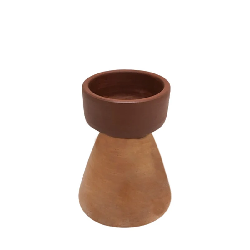 Clay Made Latest Design Candle Pillar Holder Terracotta Colour Taper Candle Holder For Home & Restaurant Decor