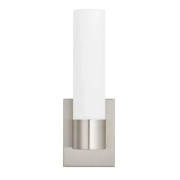 Bathroom Modern Hotel LED Wall Sconce Brushed Nickel Wall Lamp Vanity Light Fixtures for Bathroom with Frosted Glass Shade