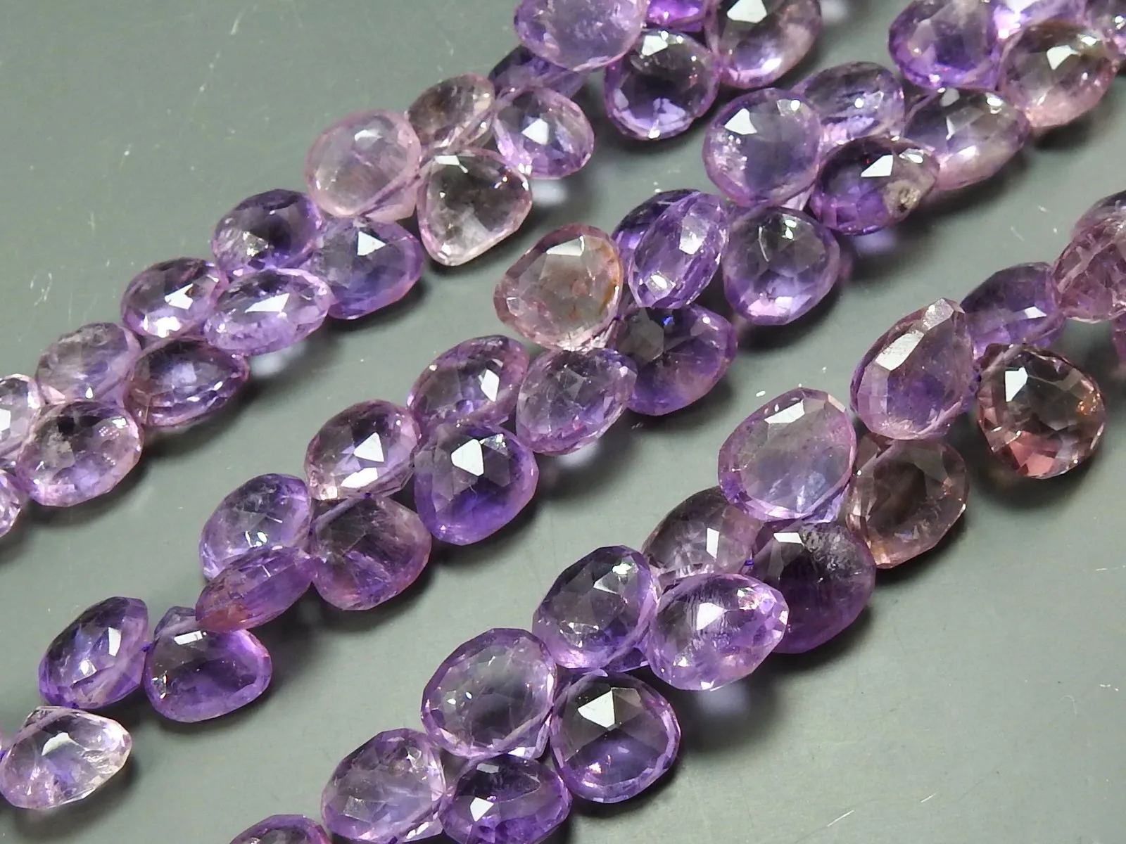 Amethyst Faceted Hearts Shape Teardrop