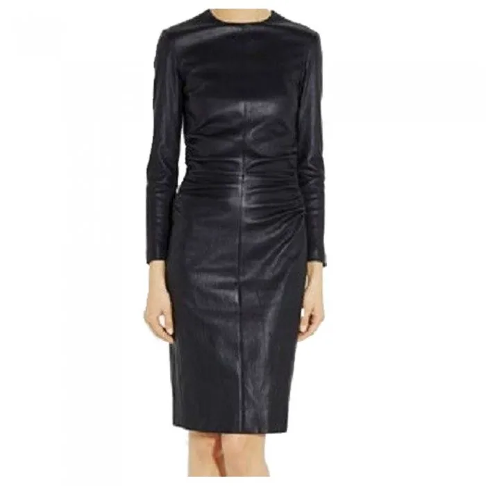 New Collection Ladies Black Leather Dress