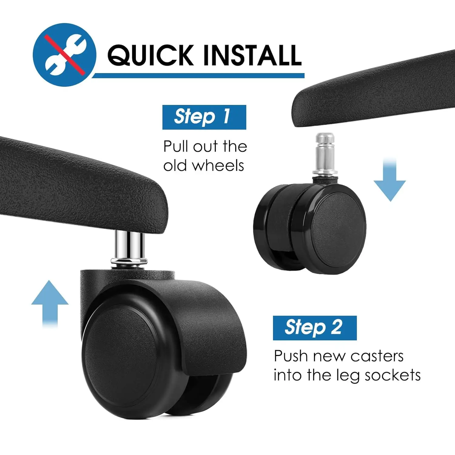 Chinese Factory 2 Inch 50mm Office Chair Threaded Stem Caster With Brake Wheel Furniture Caster