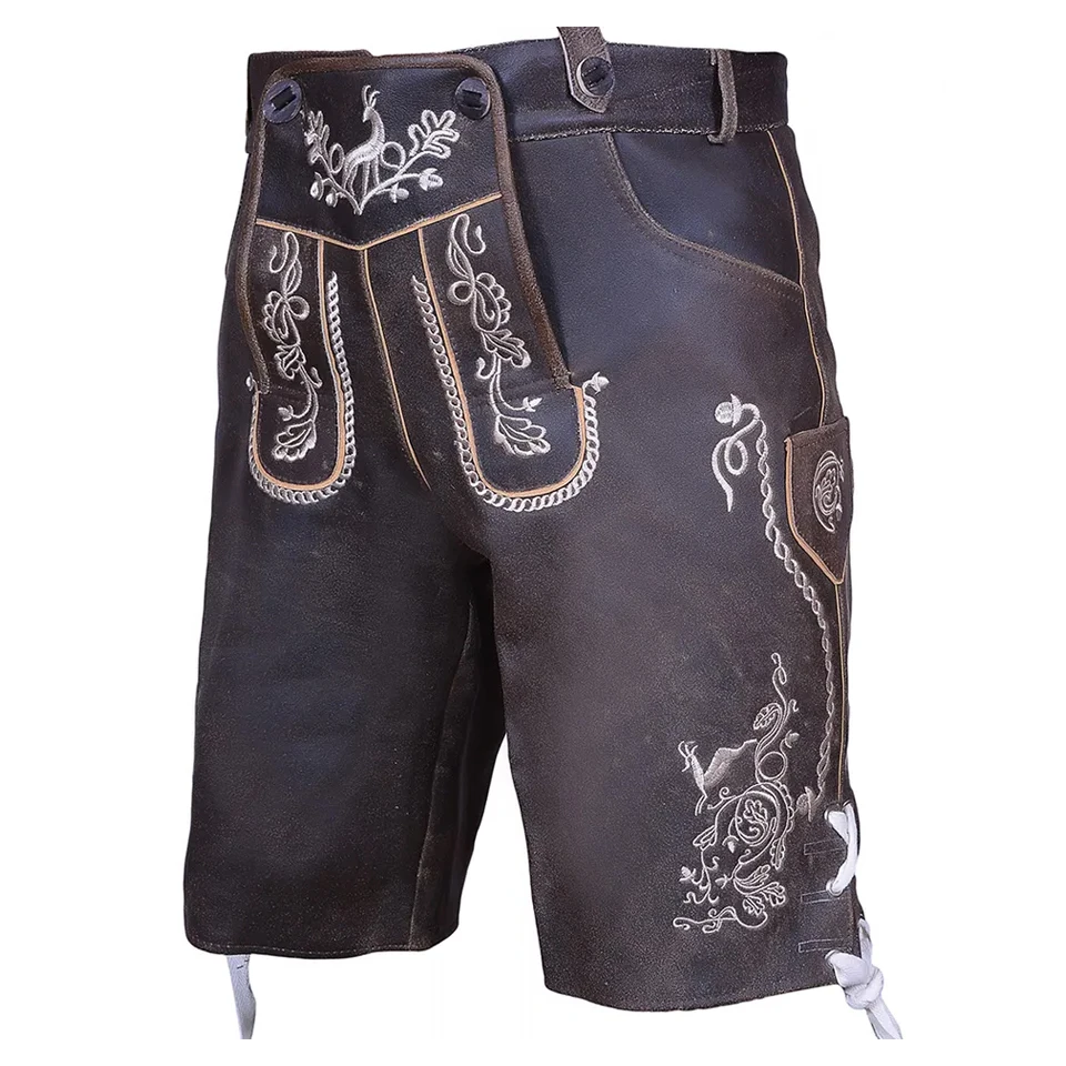 Customized Latest High Quality Bavarian Shorts In Fresh Cowhide Genuine Leather Lederhosen For Men