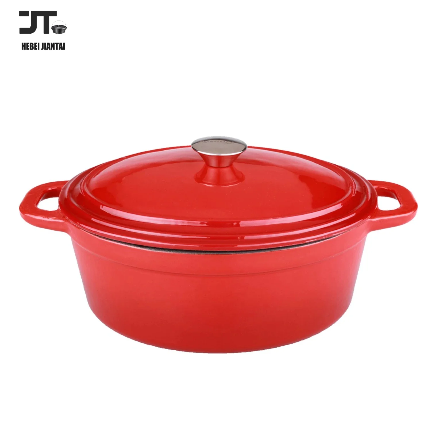 Enameled Oval Cast Iron Dutch Oven with Handle 4-Quart Casserole Pot with Lid Roaster for Bread Baking Cookware for Household