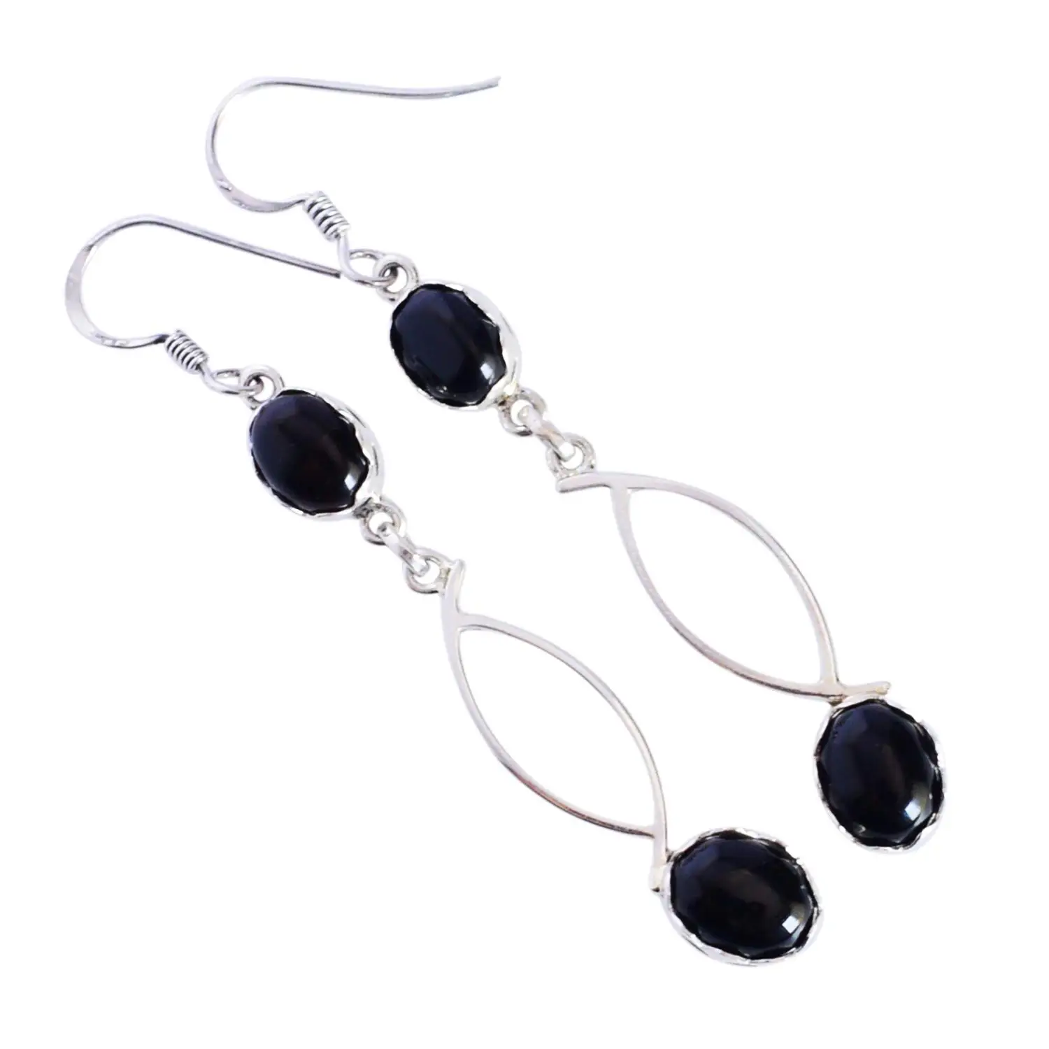 Valentines Gifts 925 Sterling Silver Black Onyx Drop Dangle Earrings Engagement Wedding Anniversary Bridal Jewelry For Her