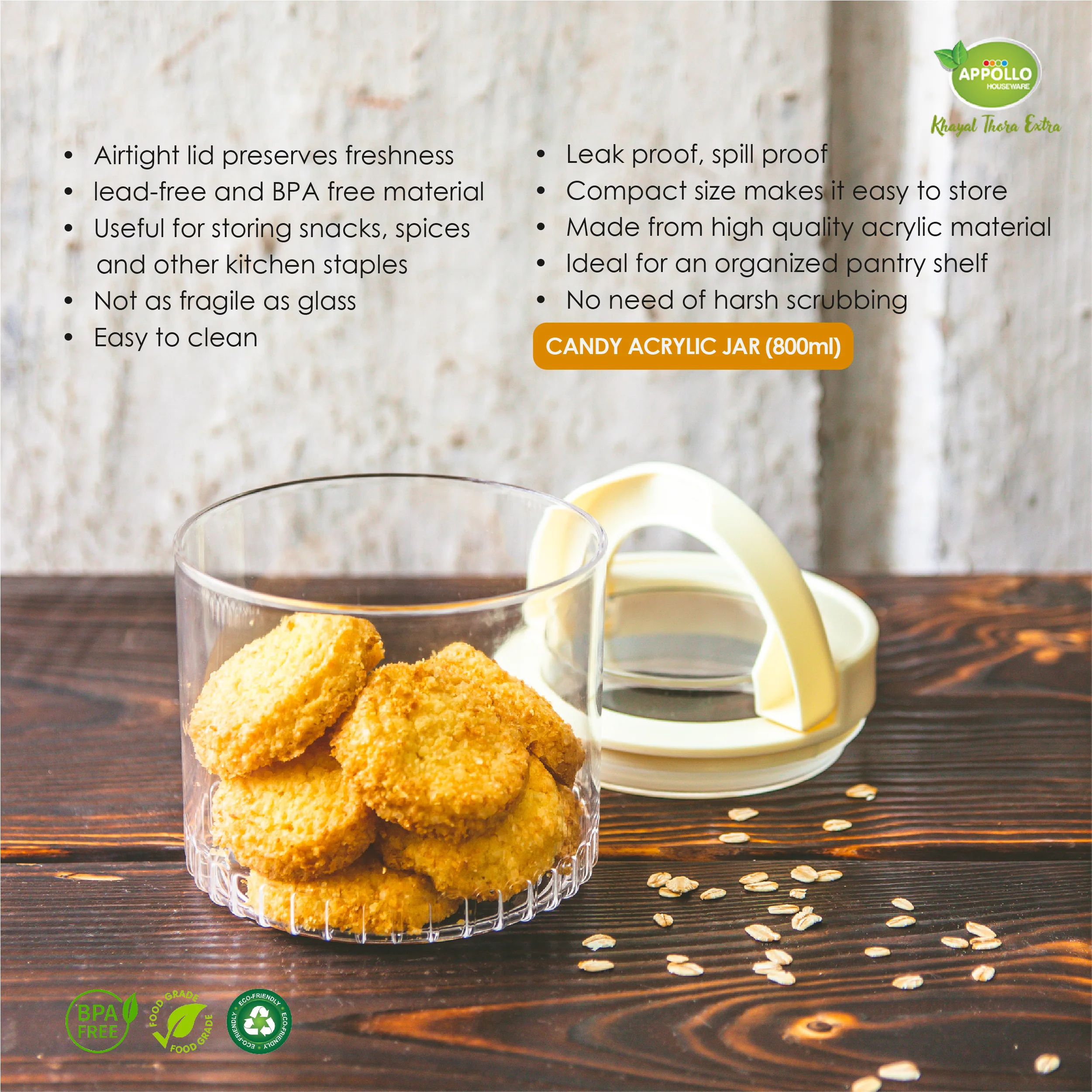 Candy Acrylic Jar Medium 800ml