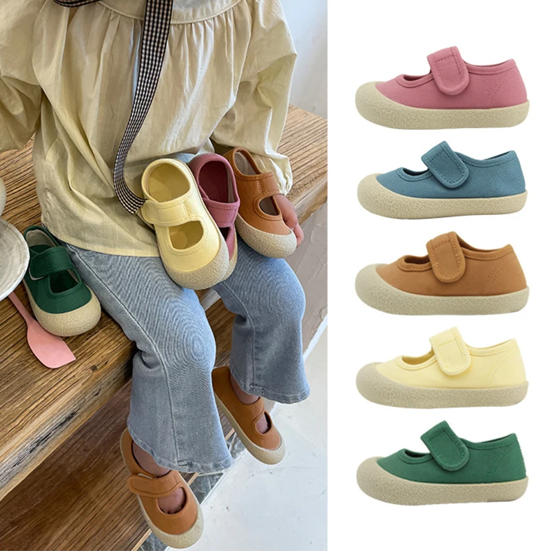 Kids Candy Colored Canvas school shoes barefoot beach soft sole flat  walking style Shoes For outdoor indoor