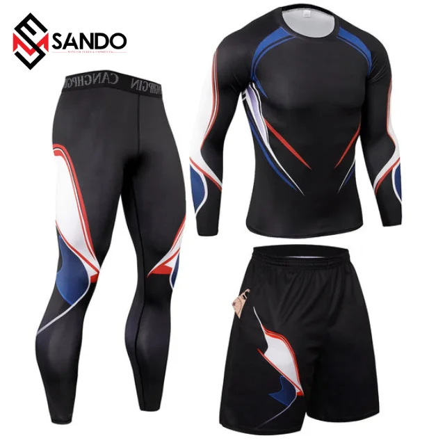 High Quality Mens Gym mma rash guard with Custom Logo Elastic Waist rash guard set pants mma shorts rash guard for men
