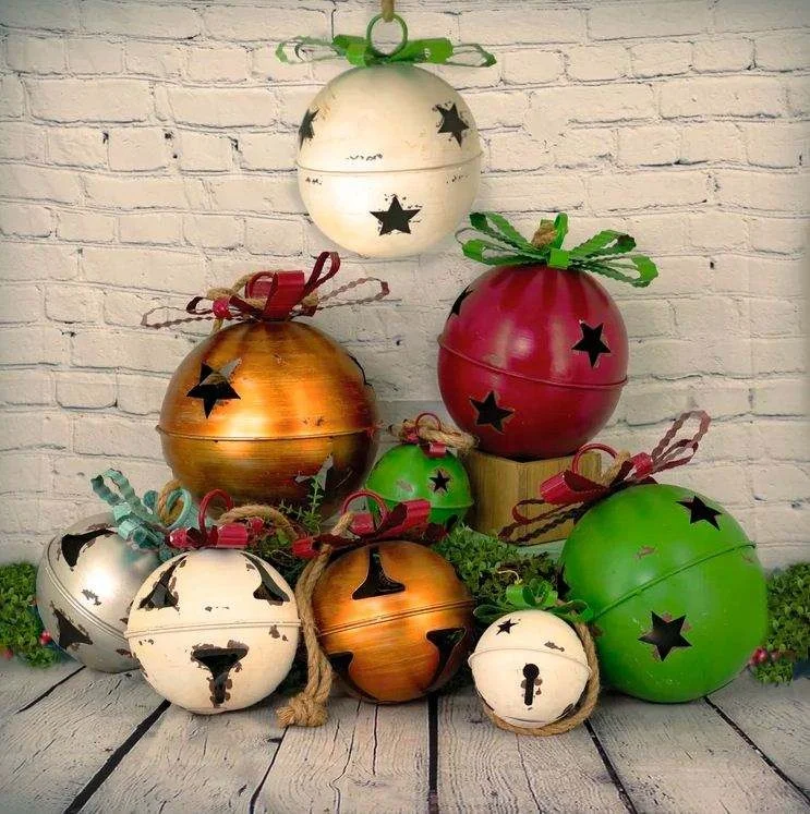 Luxury design large assorted colorful Christmas bells for Christmas tree home wall decoration x mas