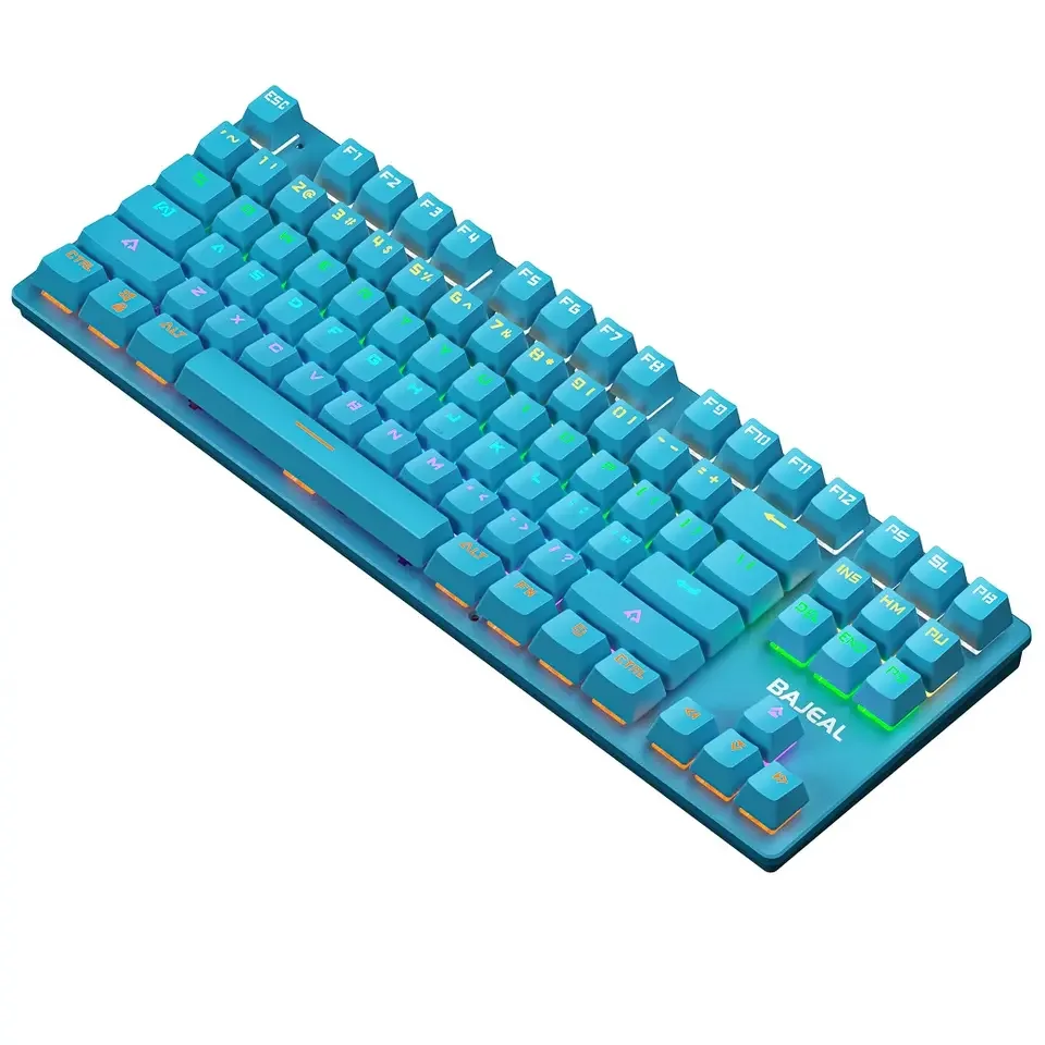 Bajeal K200 87keys Wired keyboard RGB backlight mechanical keyboard blue/pink Gaming Mechanical Keyboard