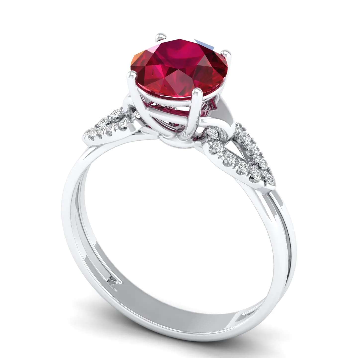 Royal Ruby Blossom 925 Sterling Silver Gold Plated Rings with Brilliant Round Cut Ruby Gemstone & VVS Clarity Moissanite Bulk