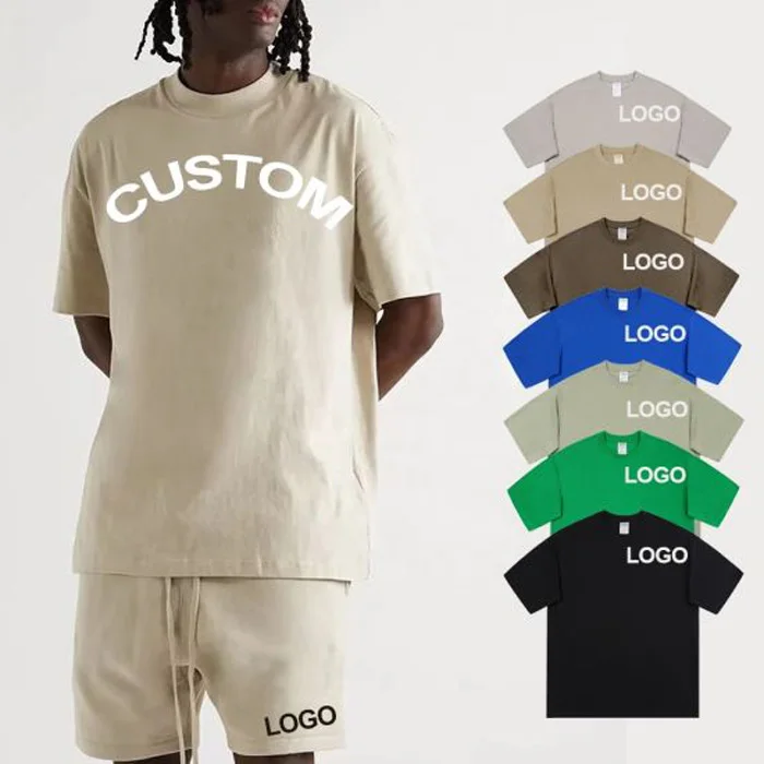 Biker Shorts and T-Shirt Sets Custom Crewneck Jogger Sweat Suits French Terry Cotton Short Sleeve Men Shorts Tracksuit Sets