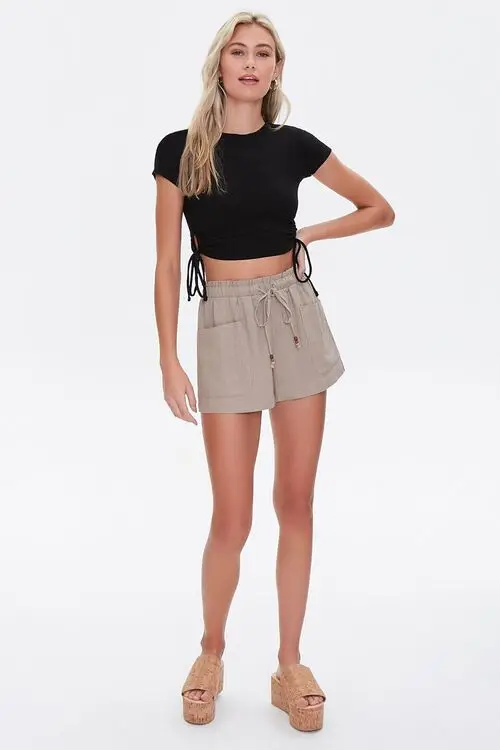 Summer Casual Cropped Tank Top Tee Cropped T Shirts Plain Summer Cotton Tight Slim Fit T Shirt Top Oversized Crop Top