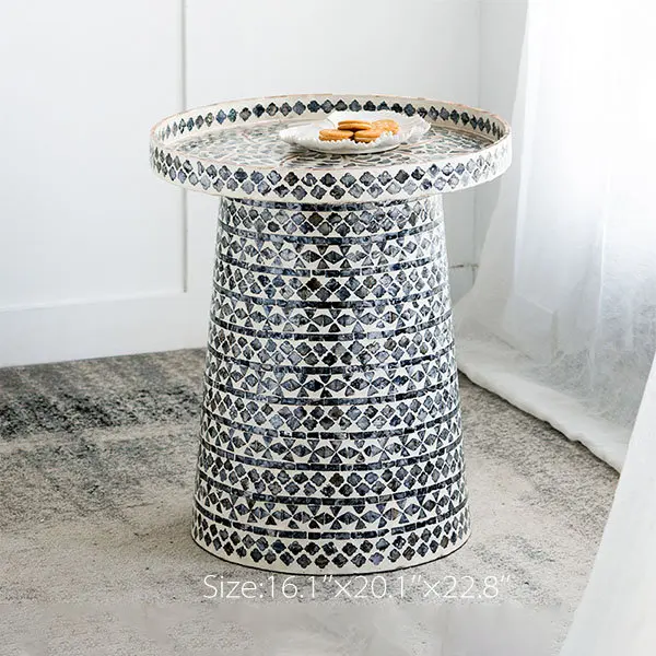 High quality luxury coffee table with Mother of Pearl inlaid made in Vietnam White Ariel Capiz Side Table for living room