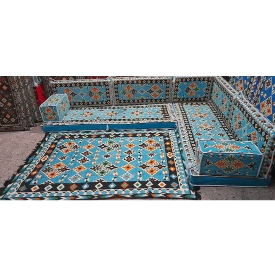 Double Set Ottoman Afghan Arabian Bar Nomad Yoruk Oriental Corner Sofa Set