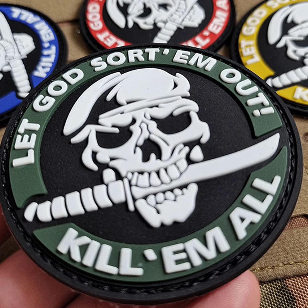 Excellent quality custom punisher 3D pvc rubber label patch silicone badge for clothing