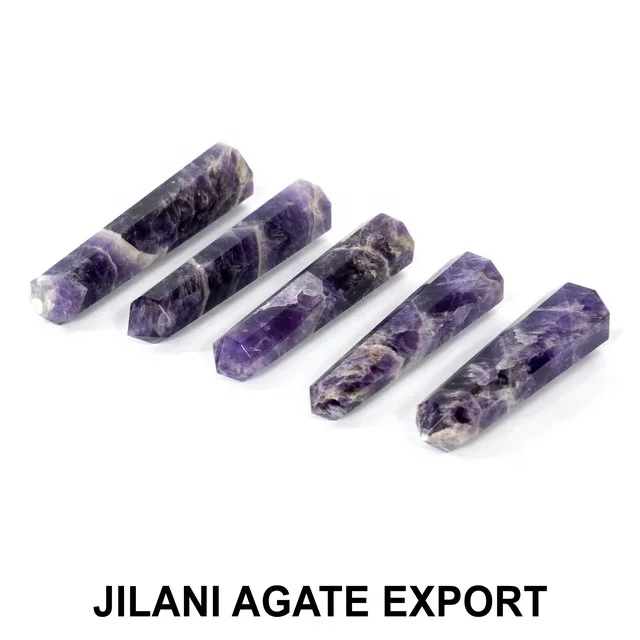 Natural Amethyst Cyrstal Wand 6-Faceted Tower Model with Healing and Stone Themes Mascot for Energy and Balance Crystal Crafts