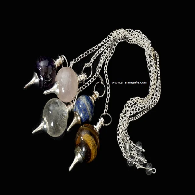 Wholesale Crystal Quartz Sphere Dowsing Pendulum Agate & Quartz Mix Healing Crystal Pendulum for Crystal Craft Stone Collectors