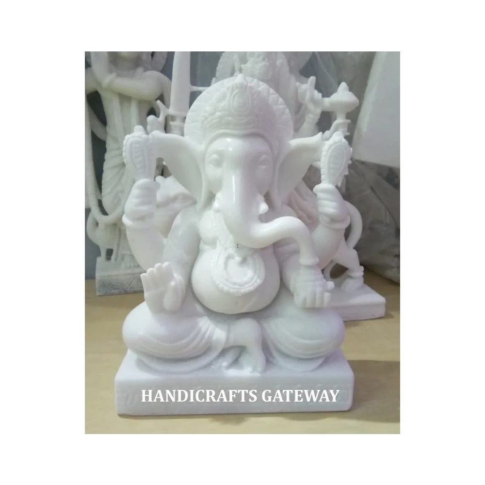 Most Beautiful Handmade White Marble Traditional Lord Ganesh Ji Decorative Statue For Diwali and Ganesh Chaturthi