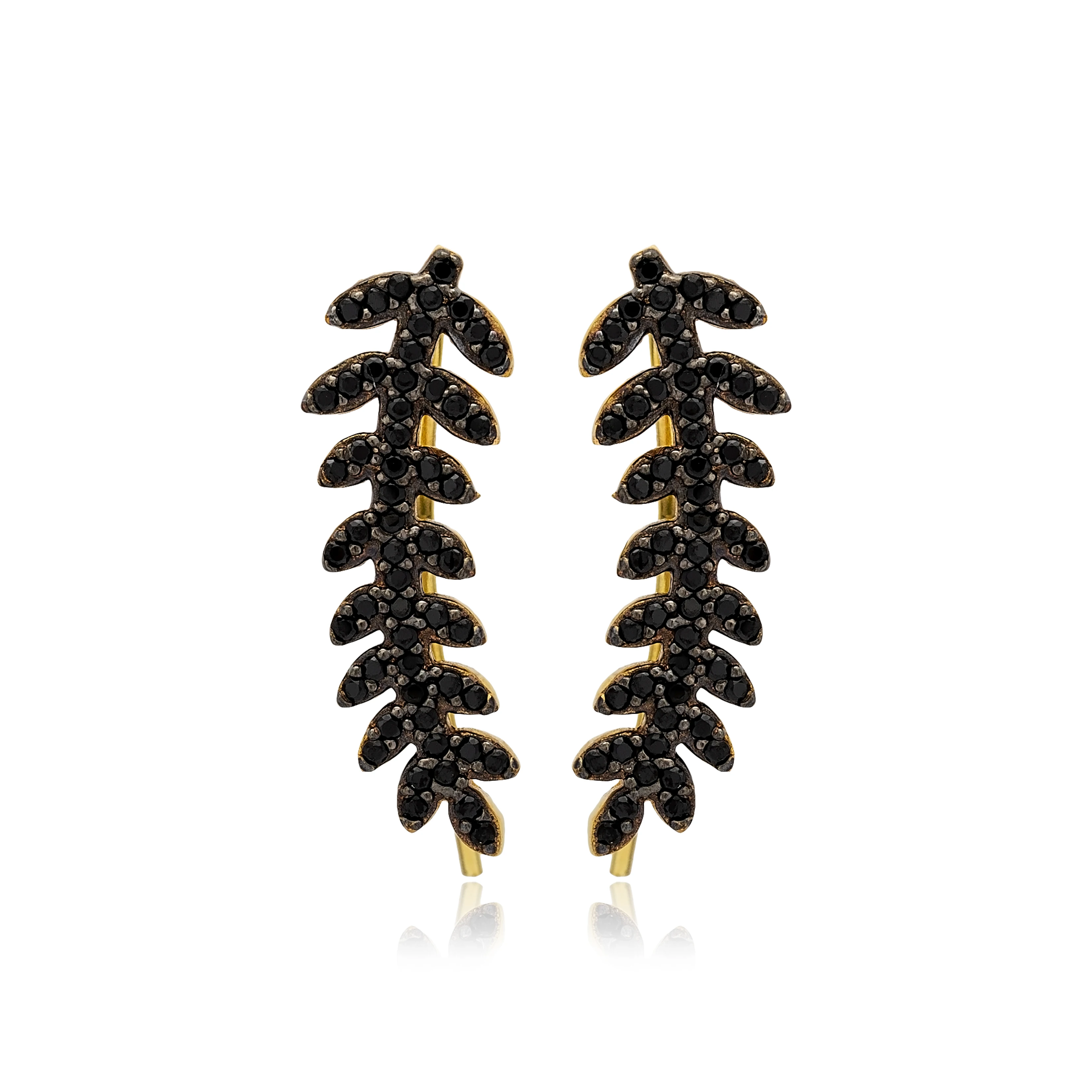 Olive Leaf Design CZ Stone Ear Cuff Earring 925 Silver Jewelry Turkish Wholesale Handcrafted