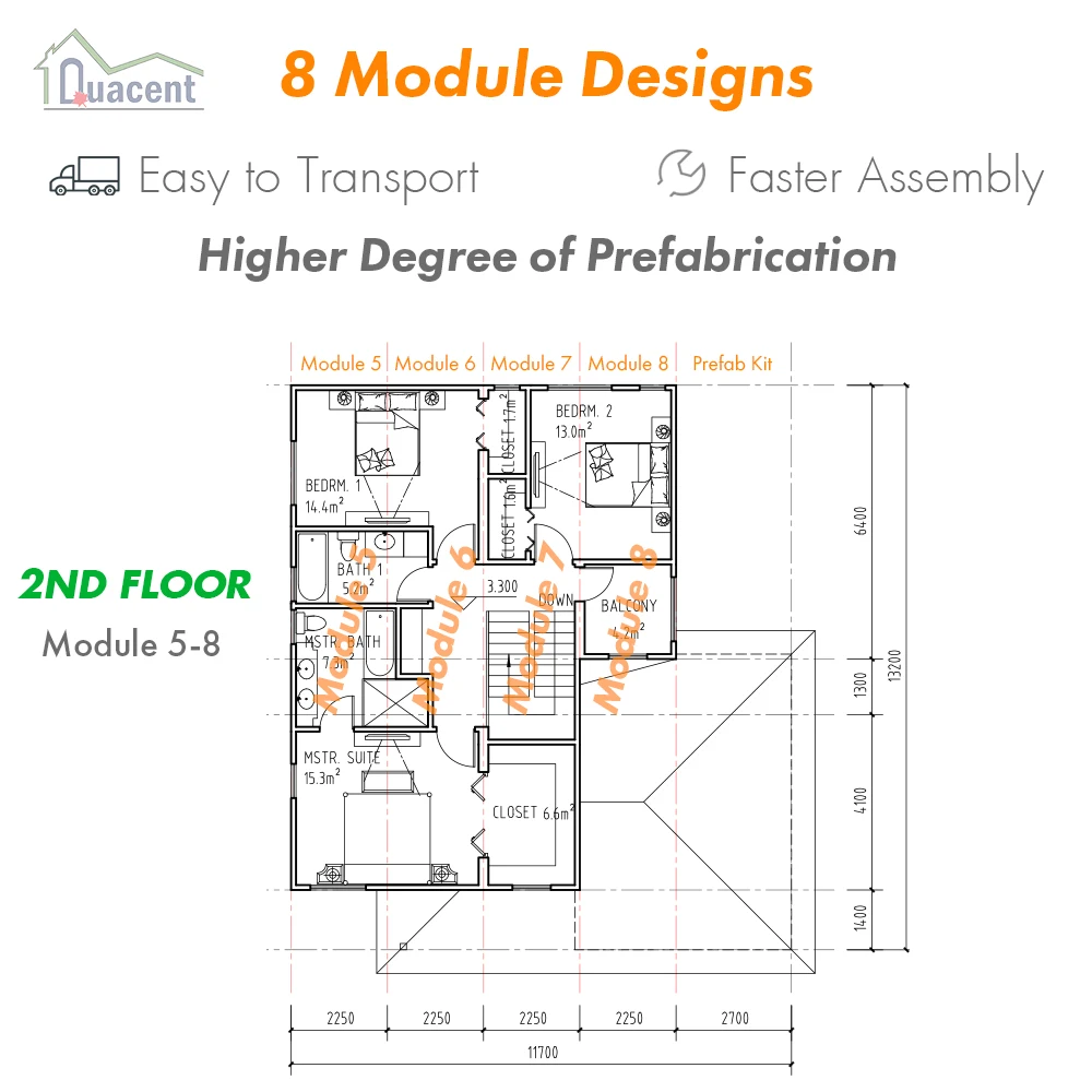 222 SQM 3 Bedroom 8 Module Design Price Pre Fab Home Casas Modern Modular Module Luxury Villa Prefabricate SIPs Prefab House Kit