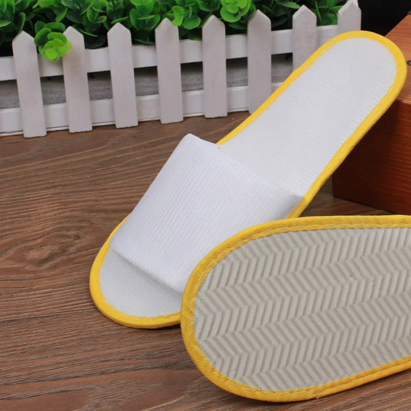 Oem Custom Wholesale Spa Guest Comfortable Sponge Slippers Four Season White Flat Slide Open Toe Hotel Disposable Slipper