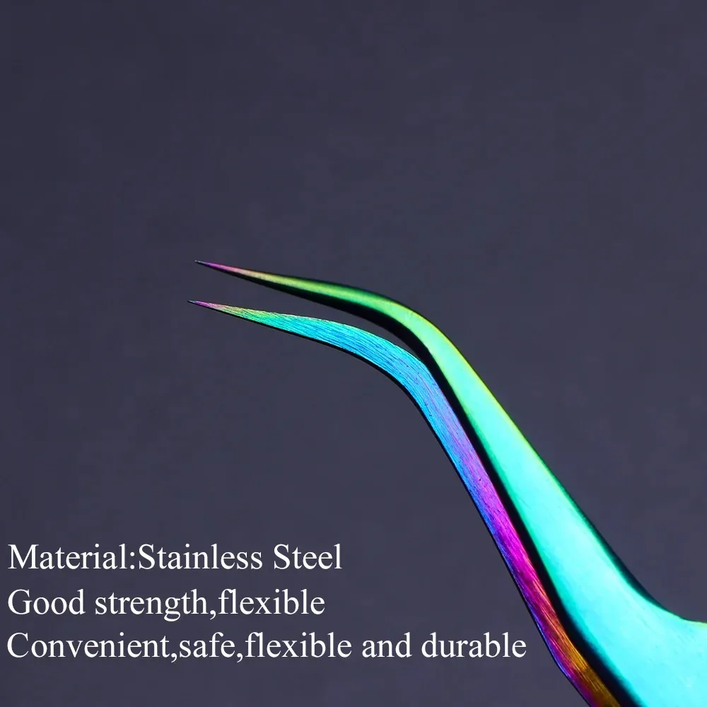 2024 Professional Stainless Steel Tweezers Reverse Curved Straight Sharp Fixed Nail Styling Clip Eyelashes Grafting Tweezers
